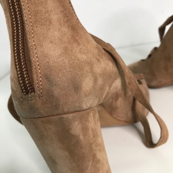 Vince Camuto Brown Suede Lace up Ankle Tie Heels Womens 8 - Picture 4 of 9